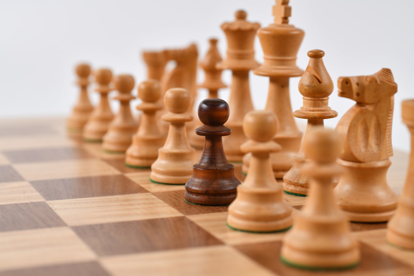 Chess pieces on a board